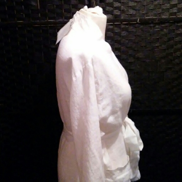 FLAX Linen the Wrapper Underflax Robe White Medium - Picture 5 of 8